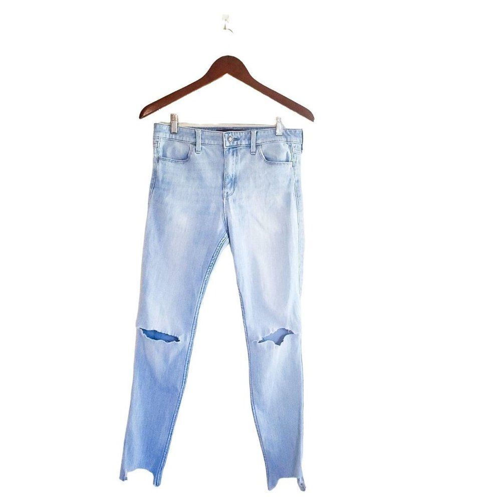Hollister Womens Pants Light Blue 11R High Rise Extreme Skinny Distressed Jeans